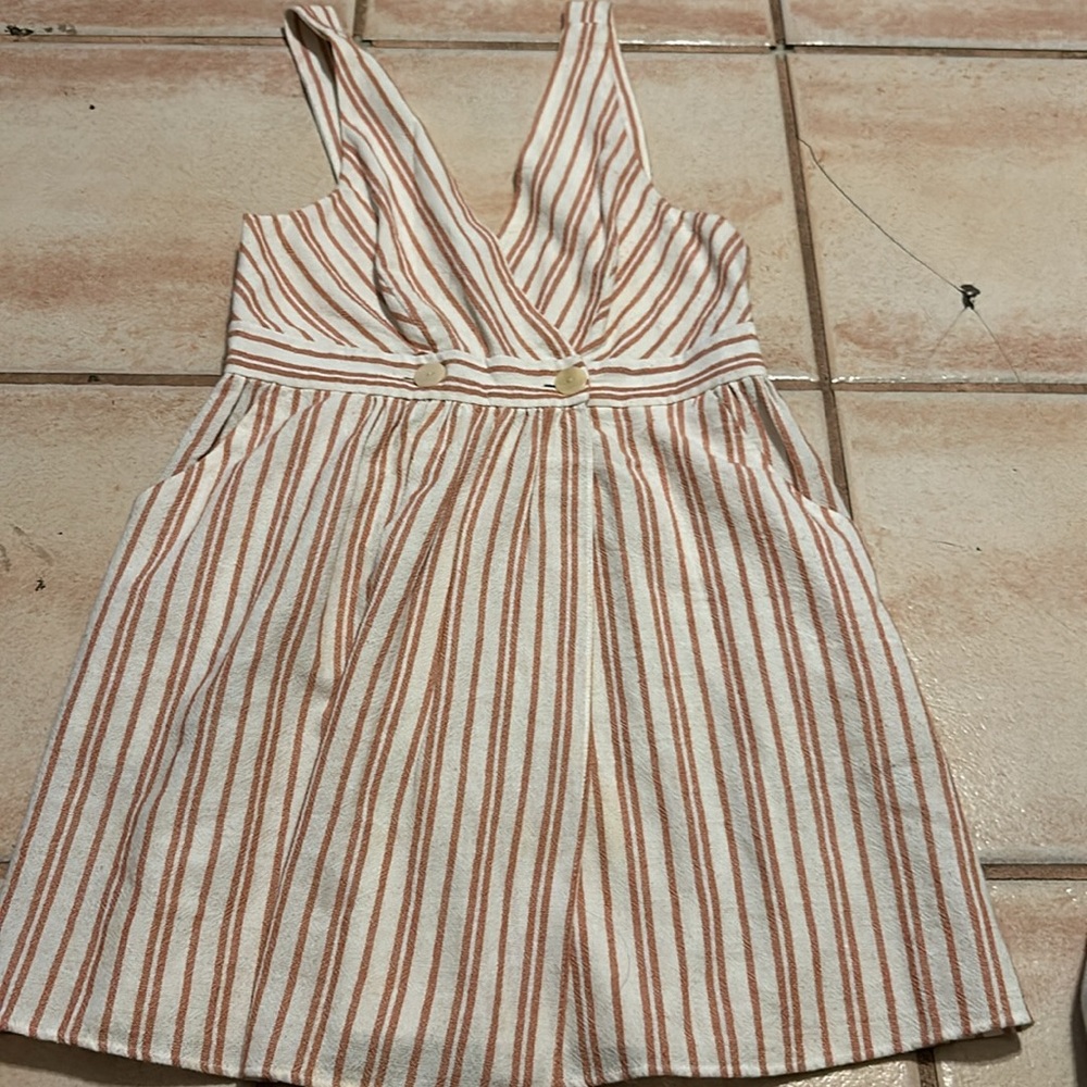Zara TRF Collection Stripe Jumper Dress Linen medium Women flaws see pics - Picture 3 of 8